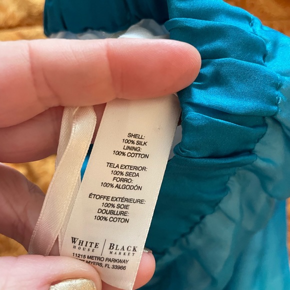 White House Black Market Teal/Blue and White Silk Skirt - Picture 3 of 3